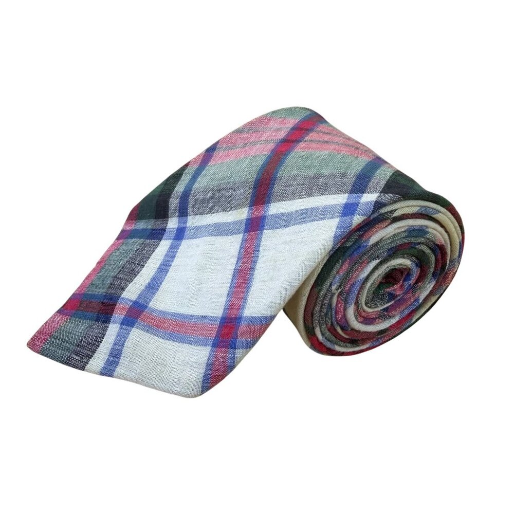 Gant Mens Multicolor Cotton Plaid Tie Classic Lightweight Design Made In USA